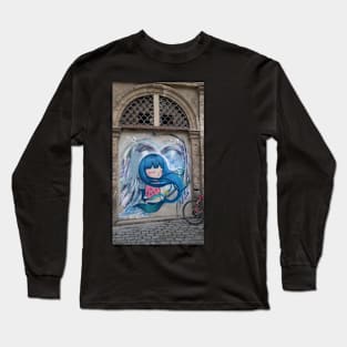 Blue haired graffiti girl Long Sleeve T-Shirt